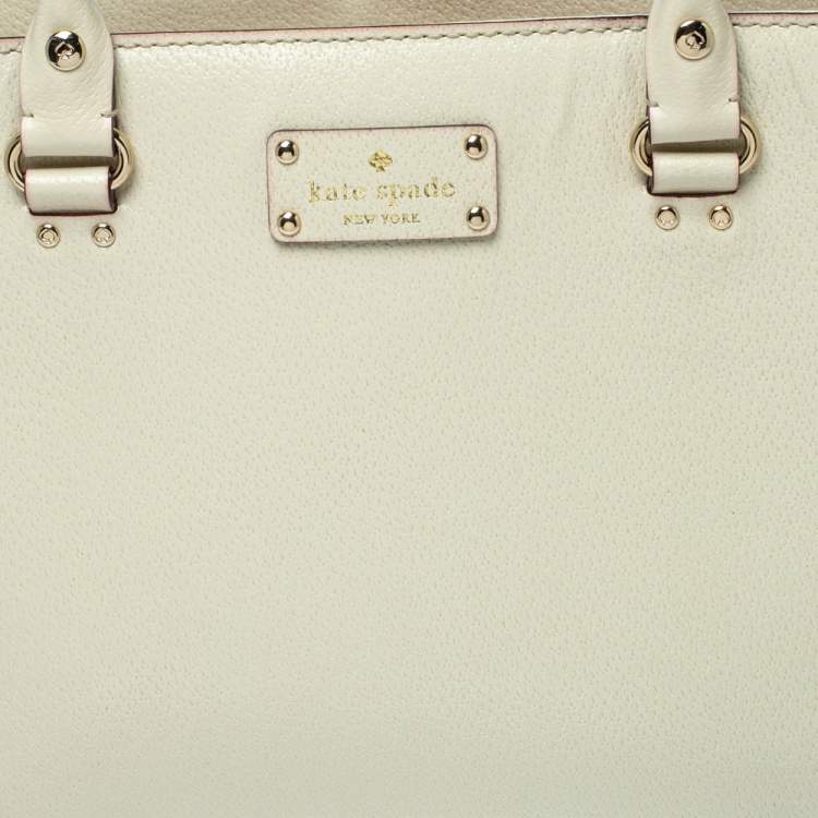 Pre Owned Kate Spade Ivory Leather Wellesley Quinn Tote