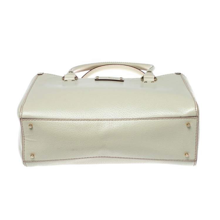 Pre Owned Kate Spade Ivory Leather Wellesley Quinn Tote