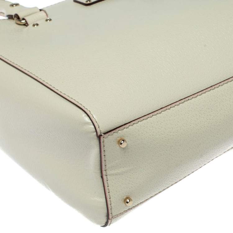 Pre Owned Kate Spade Ivory Leather Wellesley Quinn Tote