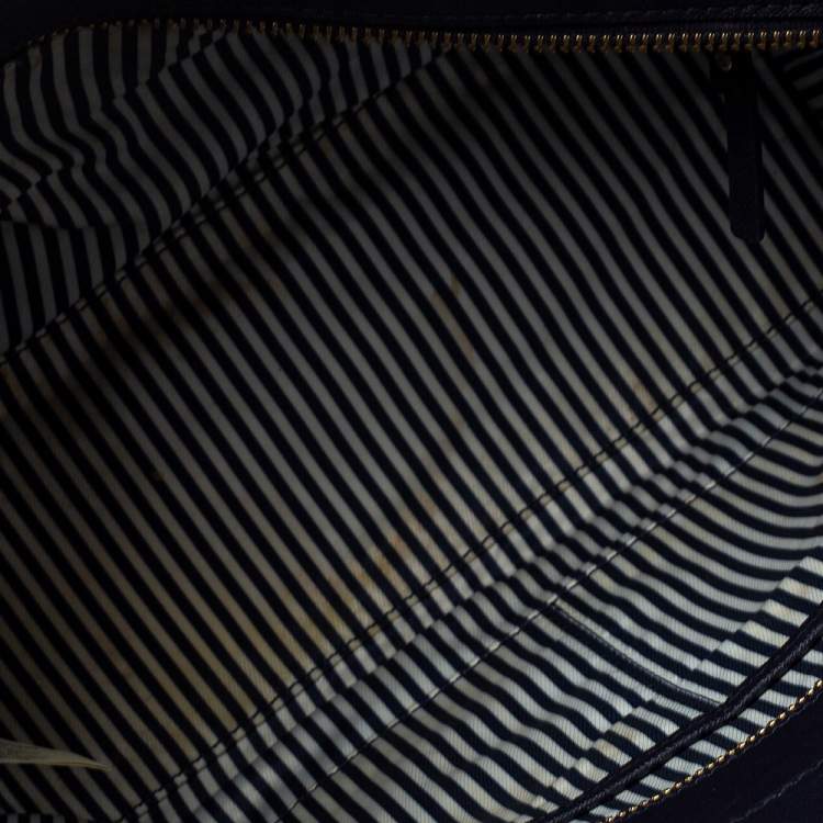Pre Owned Tory Burch Navy Blue Perforated Leather Mini Cedar Street Harmony Tote