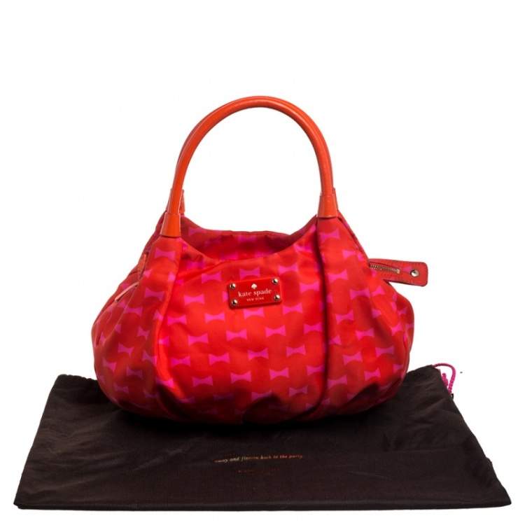 Pre Owned Kate Spade Pink/Red Nylon Karen Hobo