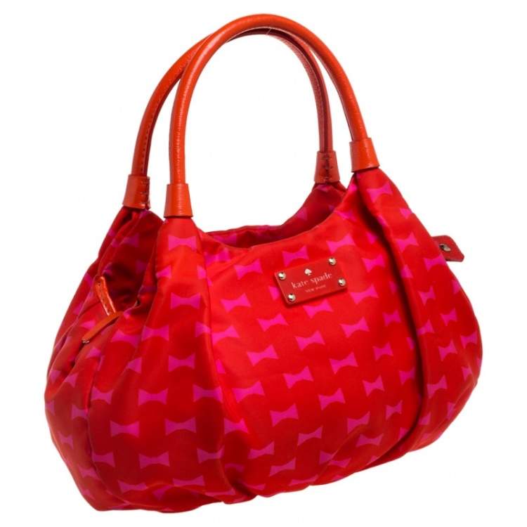 Pre Owned Kate Spade Pink/Red Nylon Karen Hobo