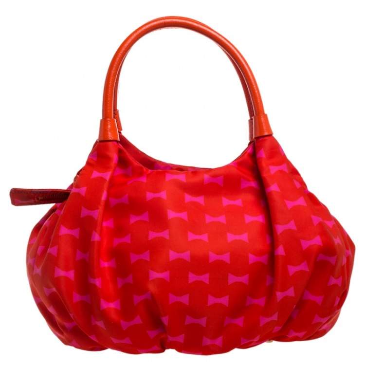 Pre Owned Kate Spade Pink/Red Nylon Karen Hobo