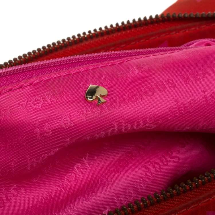 Pre Owned Kate Spade Pink/Red Nylon Karen Hobo