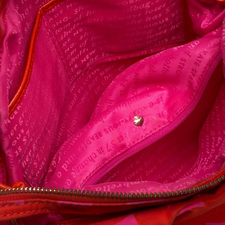 Pre Owned Kate Spade Pink/Red Nylon Karen Hobo