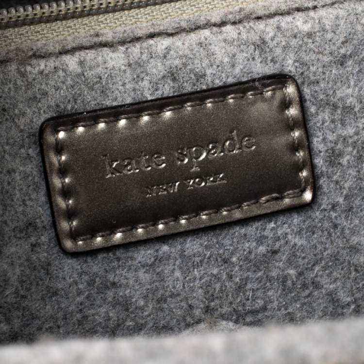 Pre Owned Kate Spade Grey Frosted Wool and Leather Quinn Tote