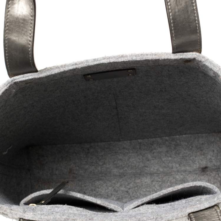 Pre Owned Kate Spade Grey Frosted Wool and Leather Quinn Tote