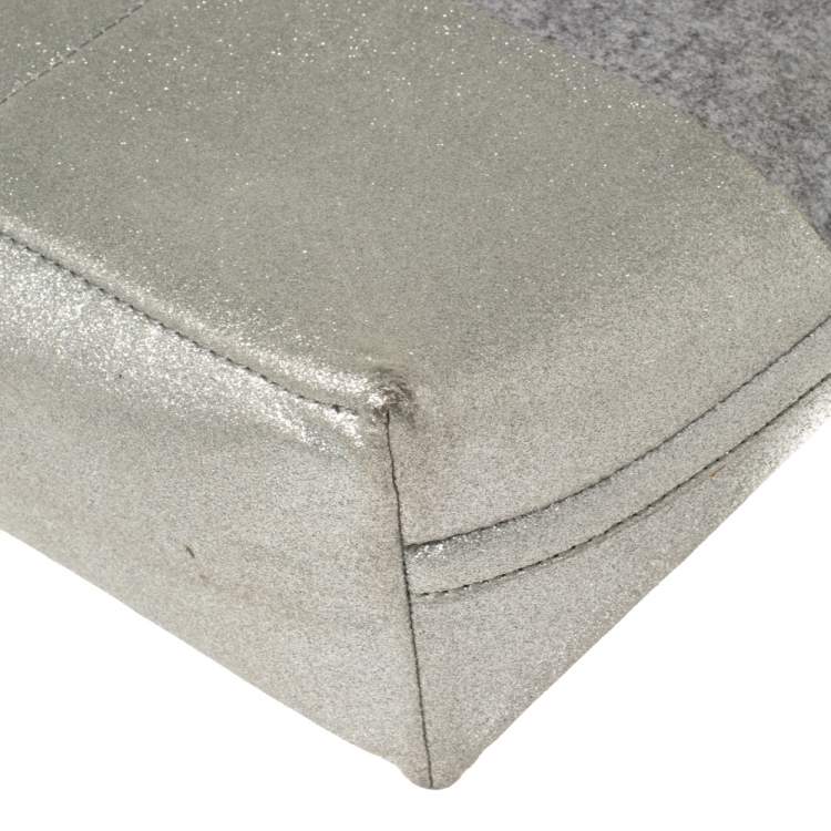 Pre Owned Kate Spade Grey Frosted Wool and Leather Quinn Tote