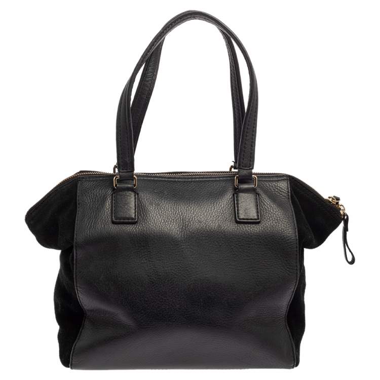 Pre Owned Kate Spade Black Leather and Suede Magnolia Park Ollie Tote