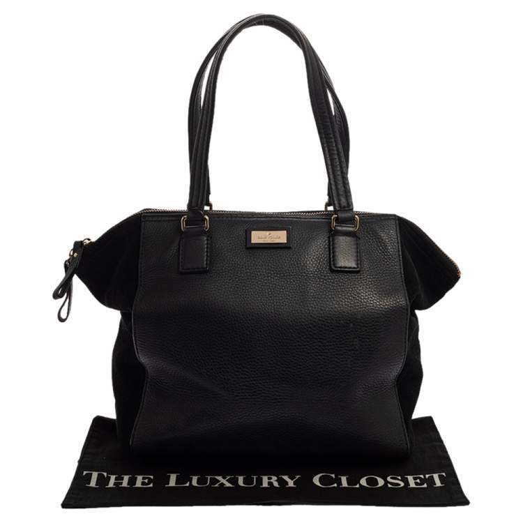 Pre Owned Kate Spade Black Leather and Suede Magnolia Park Ollie Tote