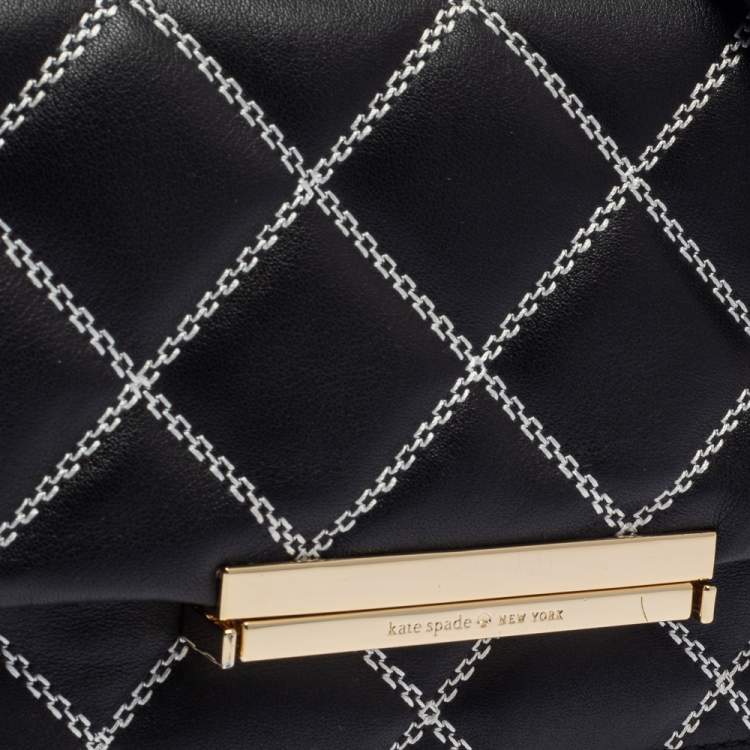 Pre Owned Kate Spade Black Quilted Leather Mini Emerson Place Lawren Crossbody Bag