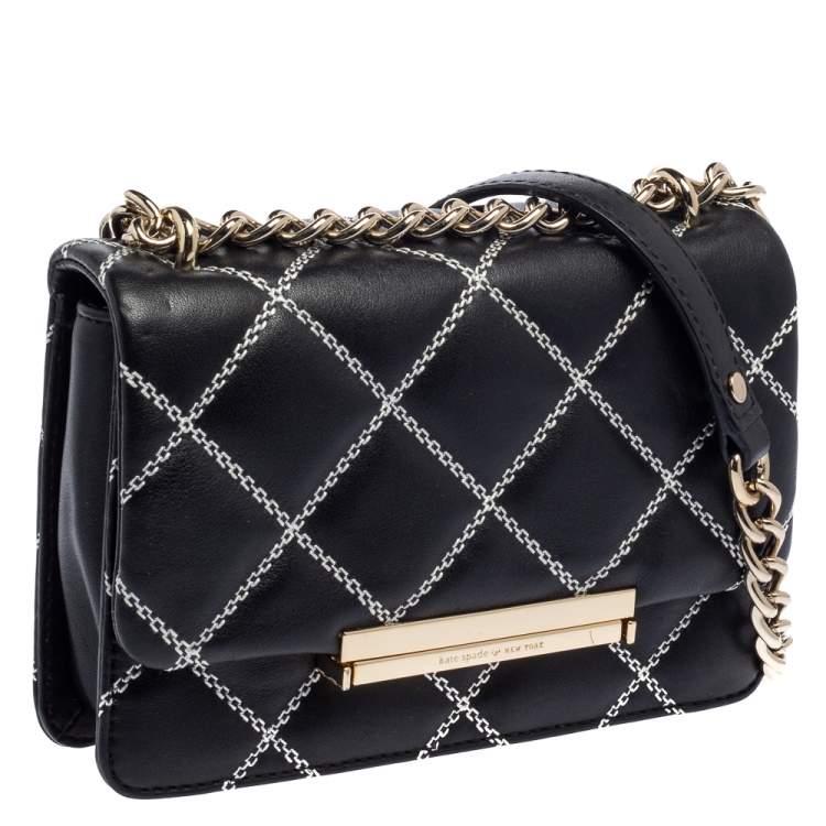 Pre Owned Kate Spade Black Quilted Leather Mini Emerson Place Lawren Crossbody Bag