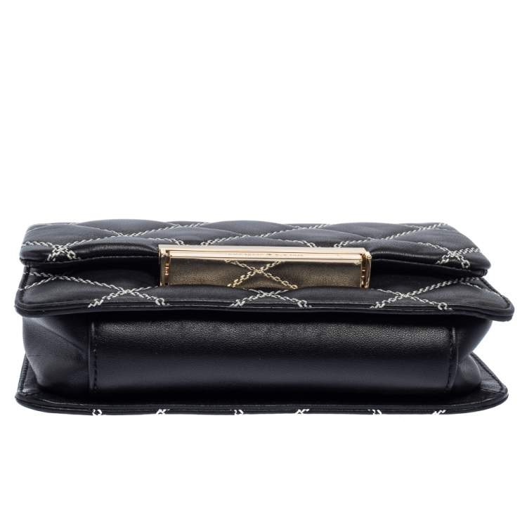 Pre Owned Kate Spade Black Quilted Leather Mini Emerson Place Lawren Crossbody Bag