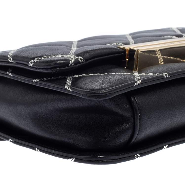 Pre Owned Kate Spade Black Quilted Leather Mini Emerson Place Lawren Crossbody Bag
