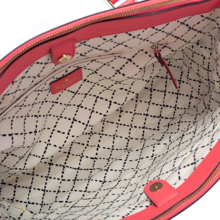 Pre Owned Kate Spade Pink Leather Double Zip Tote