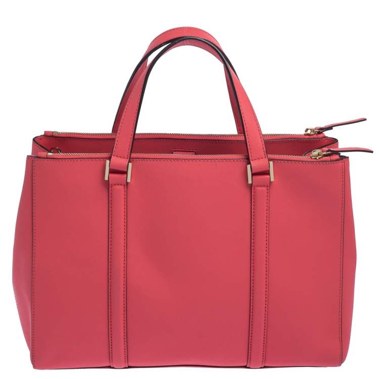 Pre Owned Kate Spade Pink Leather Double Zip Tote