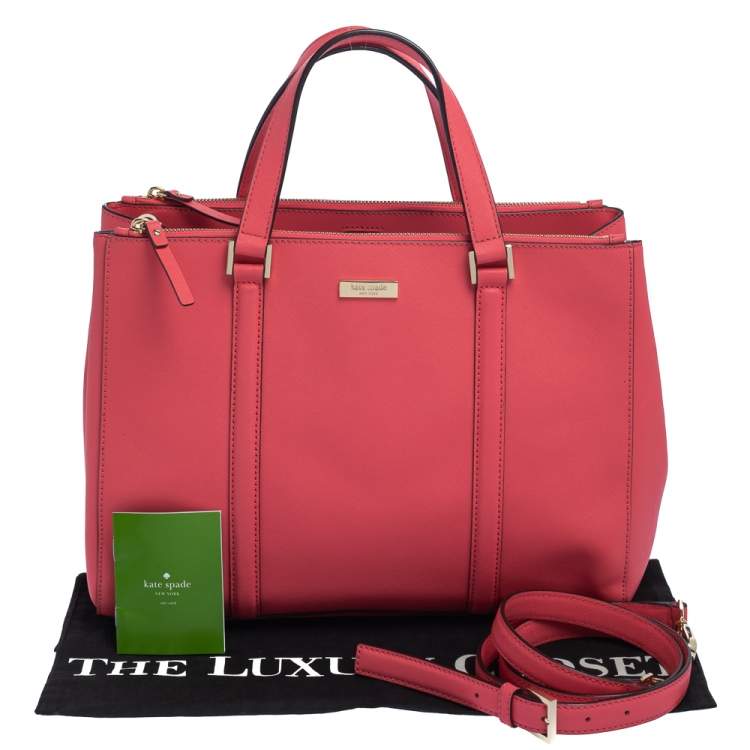 Pre Owned Kate Spade Pink Leather Double Zip Tote