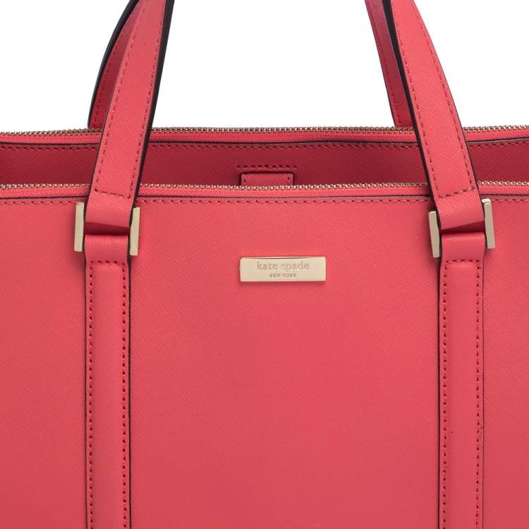 Pre Owned Kate Spade Pink Leather Double Zip Tote