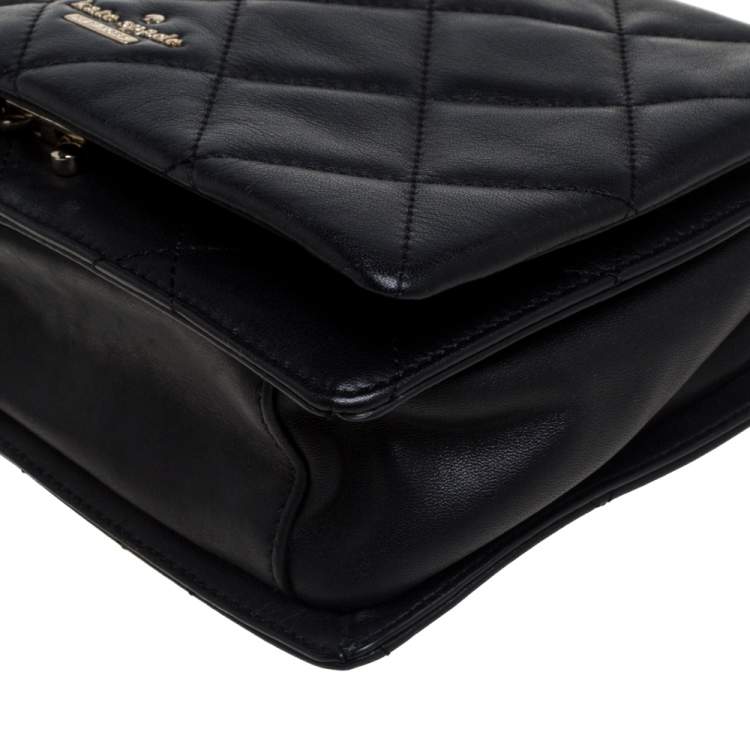 Pre Owned Kate Spade Black Quilted Leather Emerson Place Vivenna Shoulder Bag
