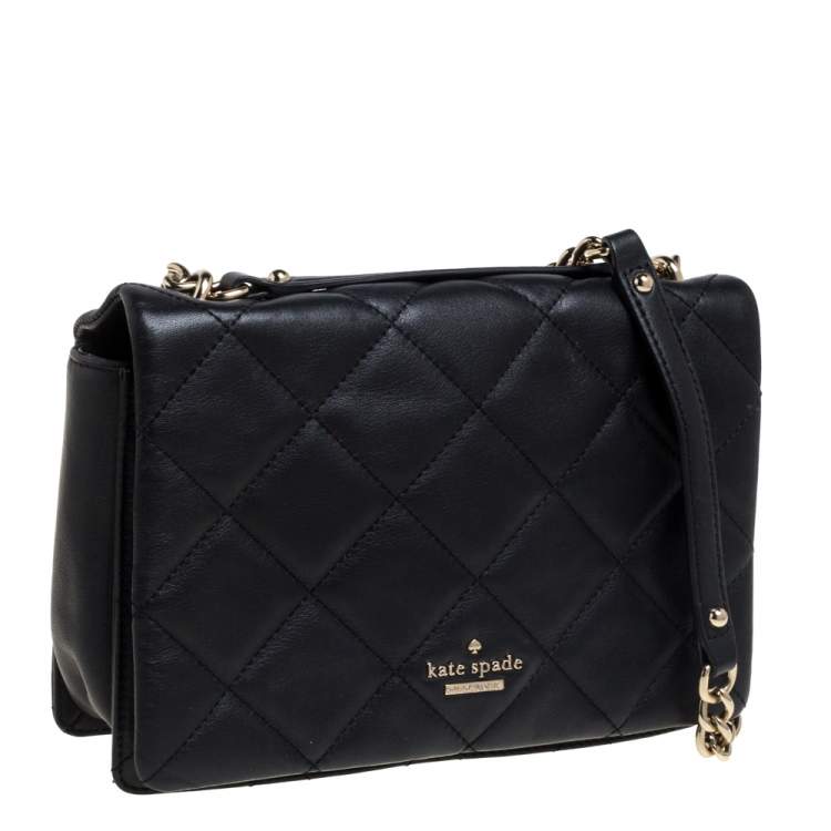 Pre Owned Kate Spade Black Quilted Leather Emerson Place Vivenna Shoulder Bag
