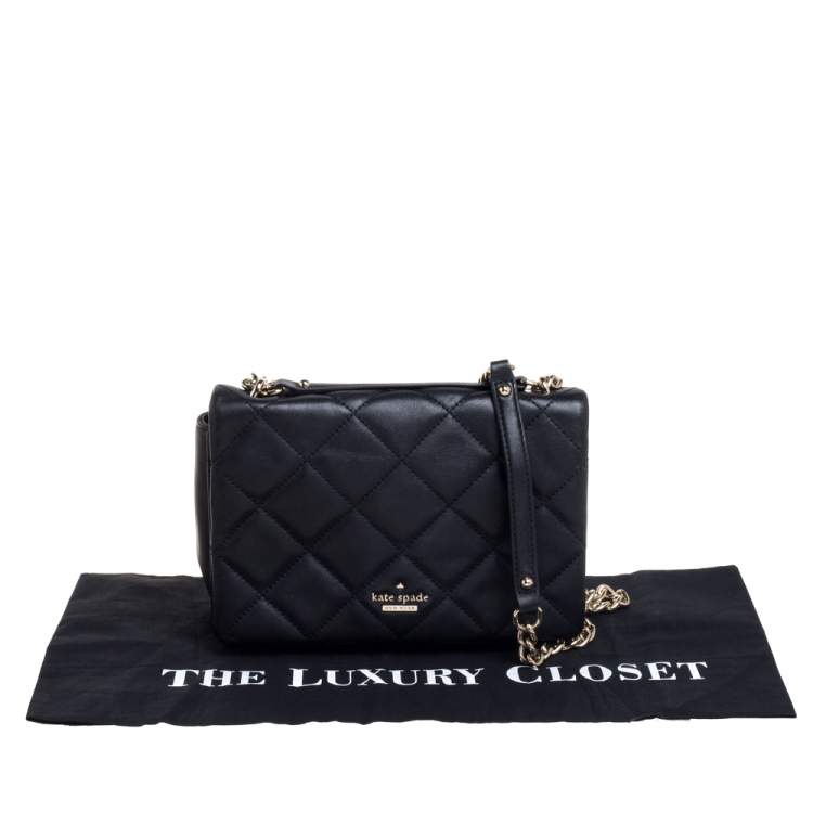 Pre Owned Kate Spade Black Quilted Leather Emerson Place Vivenna Shoulder Bag