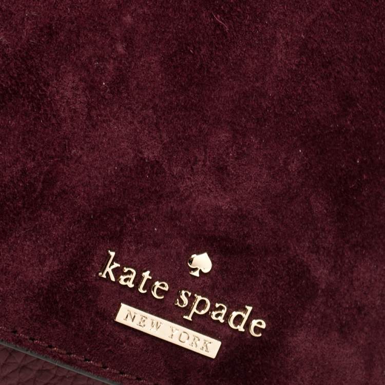 Pre Owned Kate Spade Burgundy Leather and Suede Daniels Drive Tressa Crossbody Bag