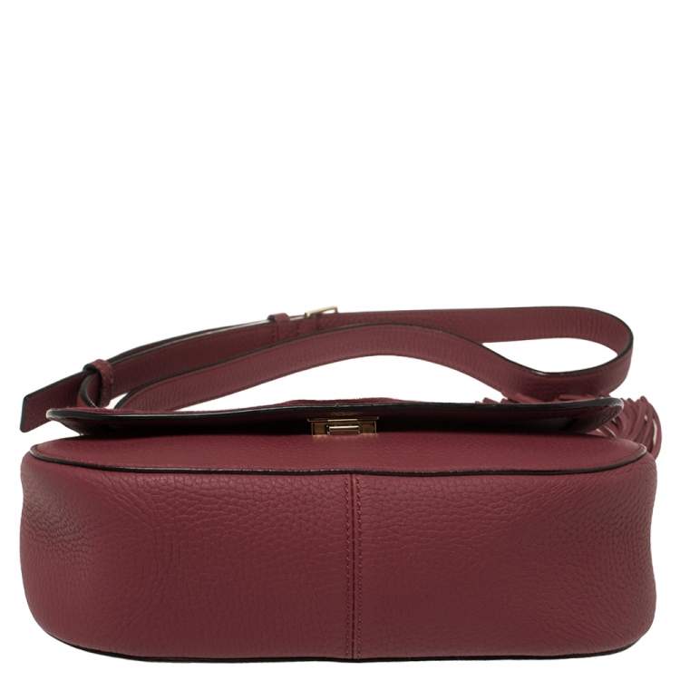 Pre Owned Kate Spade Burgundy Leather and Suede Daniels Drive Tressa Crossbody Bag