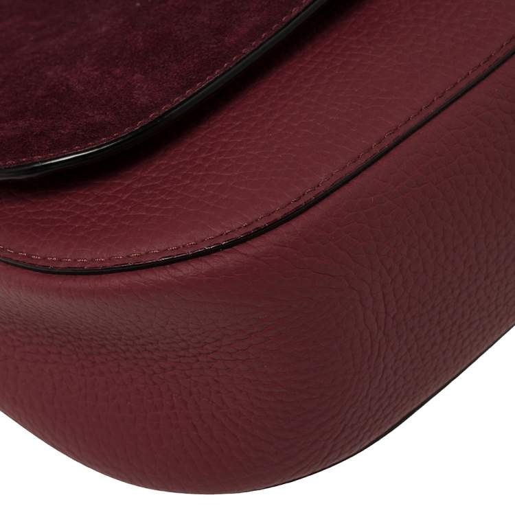 Pre Owned Kate Spade Burgundy Leather and Suede Daniels Drive Tressa Crossbody Bag