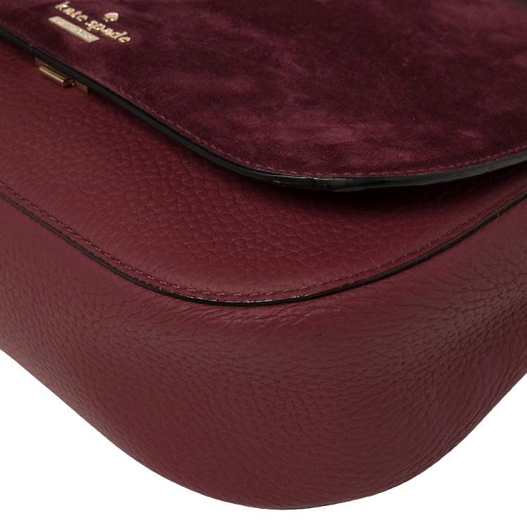 Pre Owned Kate Spade Burgundy Leather and Suede Daniels Drive Tressa Crossbody Bag