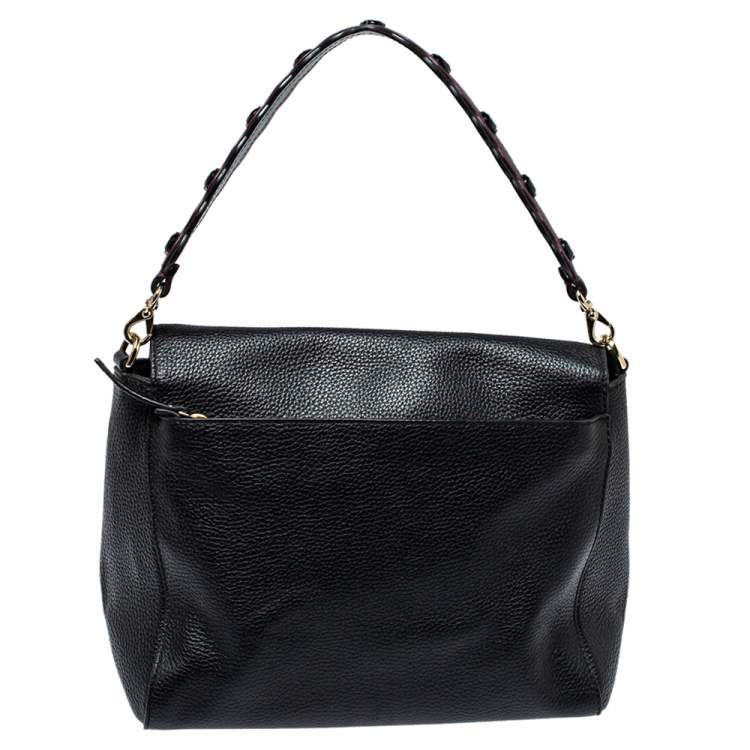 Pre Owned Kate Spade Black Leather Flap Satchel 