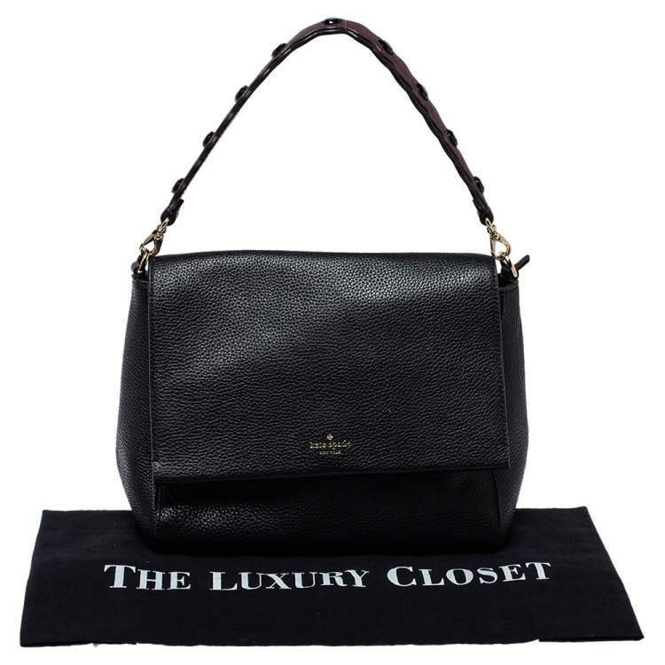 Pre Owned Kate Spade Black Leather Flap Satchel 