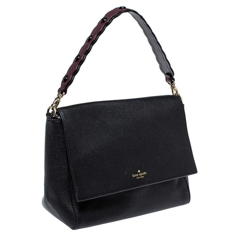 Pre Owned Kate Spade Black Leather Flap Satchel 