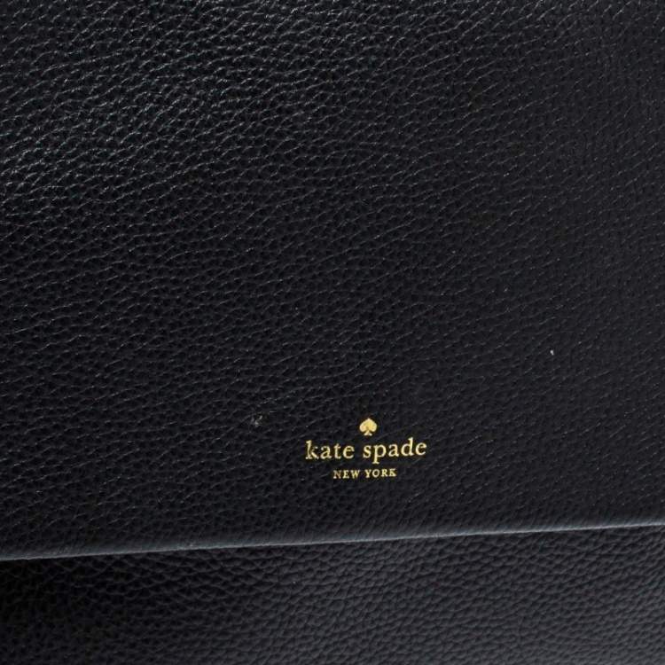 Pre Owned Kate Spade Black Leather Flap Satchel 