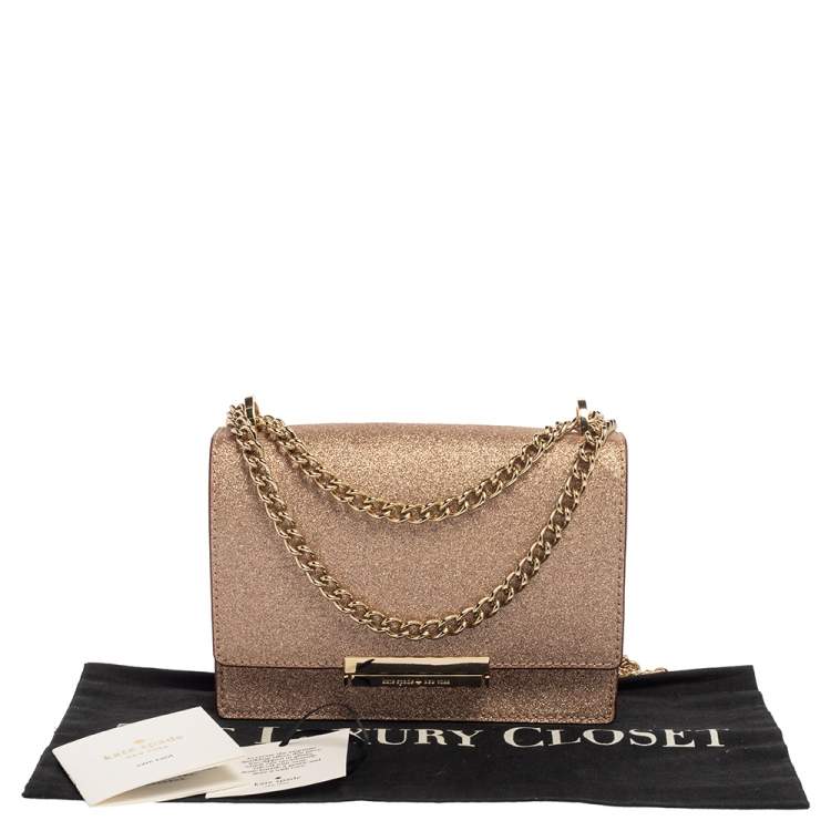 Pre Owned Kate Spade Rose Gold Glitter Burgess Court Shoulder Bag
