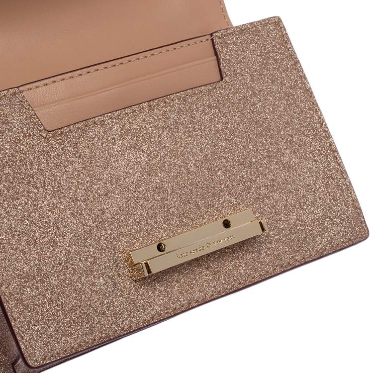 Pre Owned Kate Spade Rose Gold Glitter Burgess Court Shoulder Bag