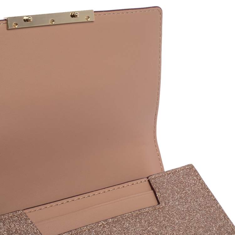 Pre Owned Kate Spade Rose Gold Glitter Burgess Court Shoulder Bag