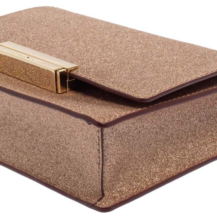 Pre Owned Kate Spade Rose Gold Glitter Burgess Court Shoulder Bag