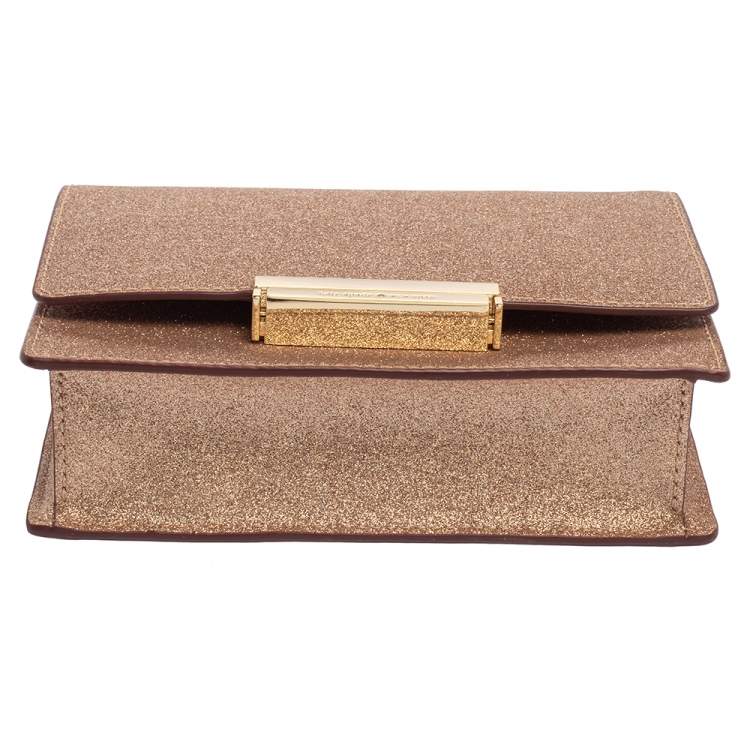 Pre Owned Kate Spade Rose Gold Glitter Burgess Court Shoulder Bag