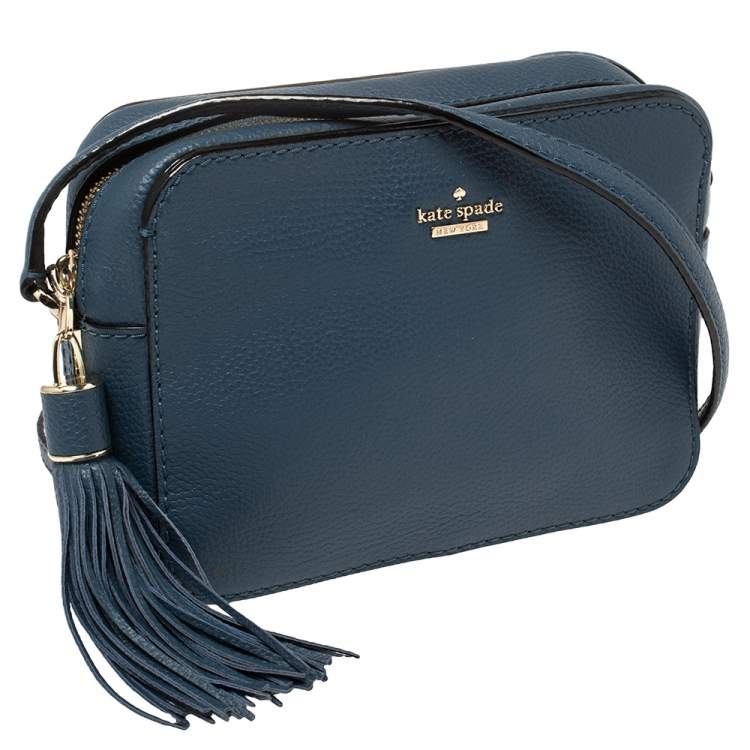 Pre Owned Kate Spade Blue Leather Kingston Drive Arla Crossbody Bag
