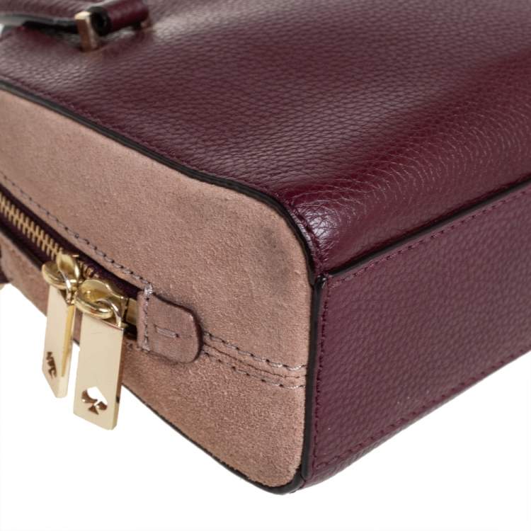 مملوكة مسبقًا Kate Spade Burgundy/Beige Leather and Suede Satchel