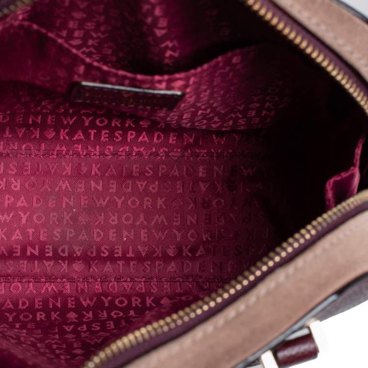 مملوكة مسبقًا Kate Spade Burgundy/Beige Leather and Suede Satchel