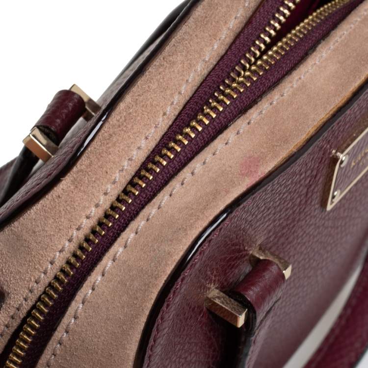 مملوكة مسبقًا Kate Spade Burgundy/Beige Leather and Suede Satchel