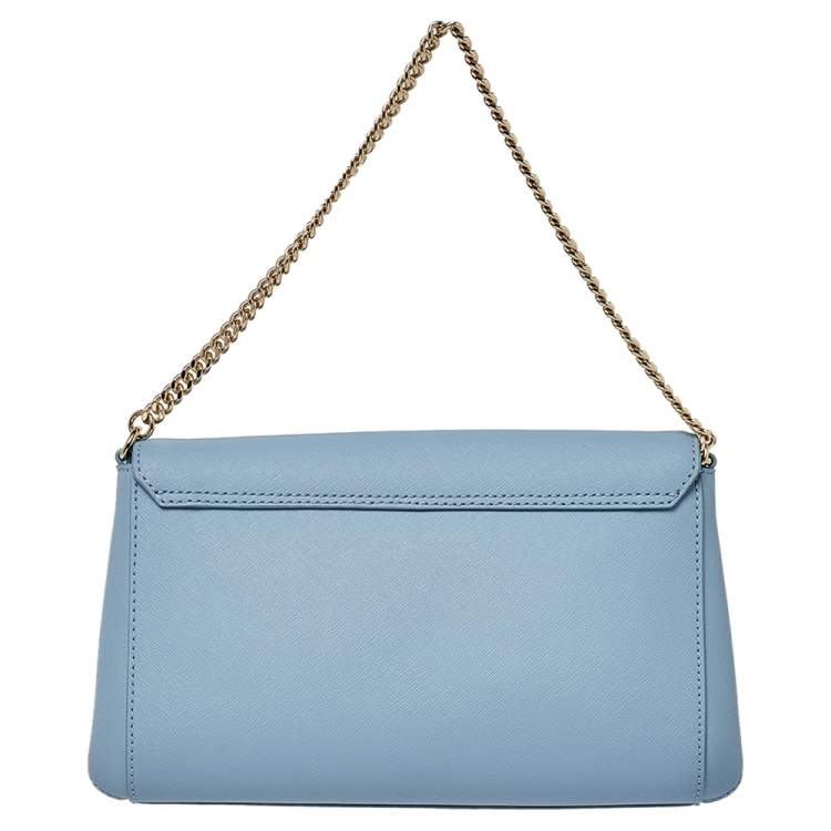 Pre Owned Kate Spade Blue Leather Crossbody Flap Shoulder Bag