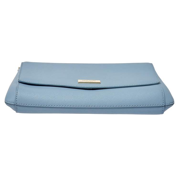 Pre Owned Kate Spade Blue Leather Crossbody Flap Shoulder Bag
