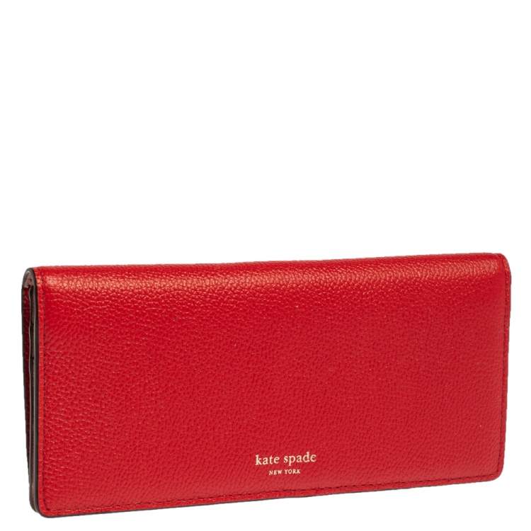 Pre Owned Kate Spade Red Leather Long Bifold Wallet