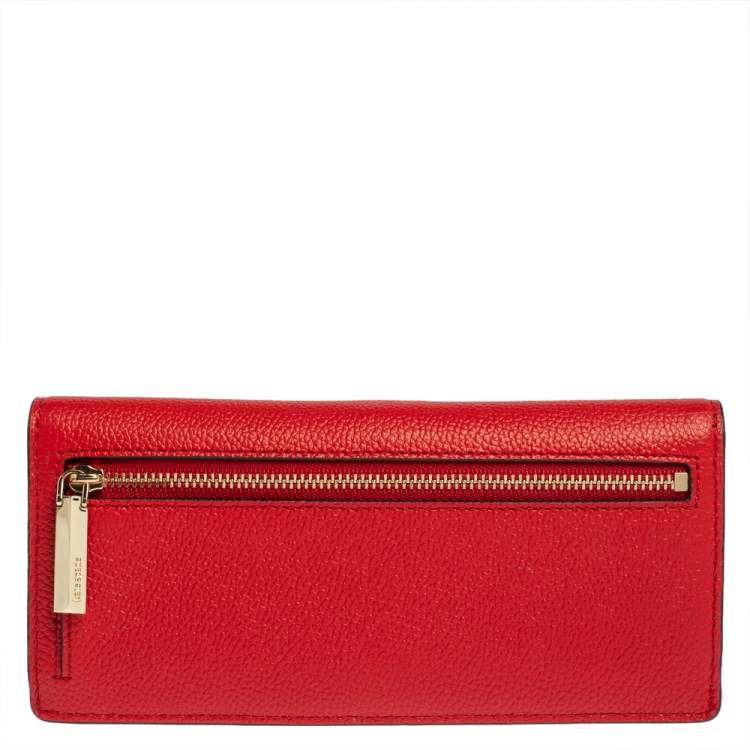 Pre Owned Kate Spade Red Leather Long Bifold Wallet