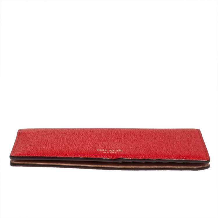 Pre Owned Kate Spade Red Leather Long Bifold Wallet