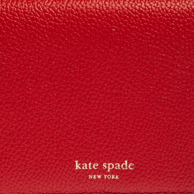 Pre Owned Kate Spade Red Leather Long Bifold Wallet
