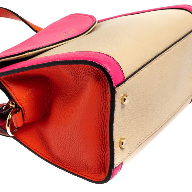 Pre Owned Kate Spade Tricolor Leather Cobble Hill Small Adrien Top Handle Bag