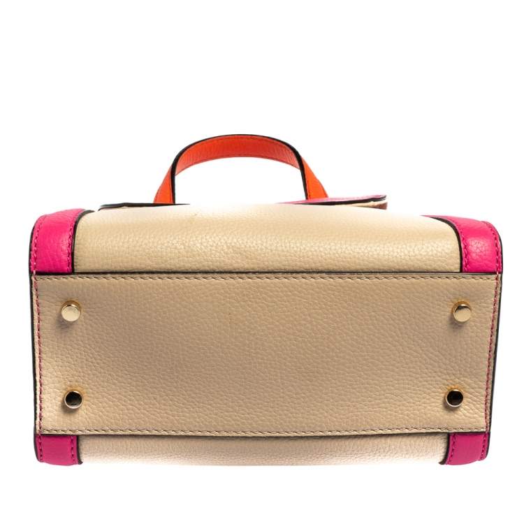 Pre Owned Kate Spade Tricolor Leather Cobble Hill Small Adrien Top Handle Bag